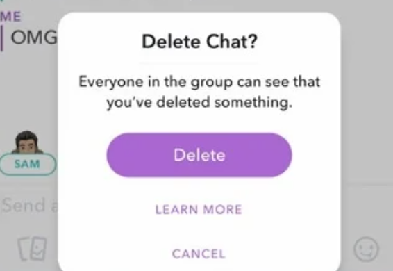 Delete saved messages on Snapchat