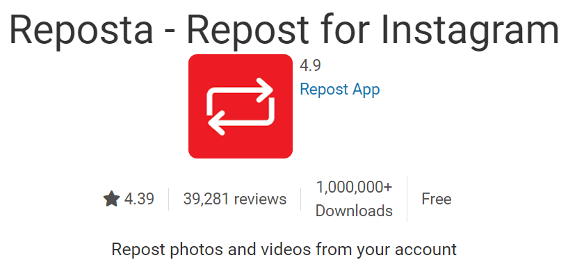 Apps for reposting on Instagram Reposta