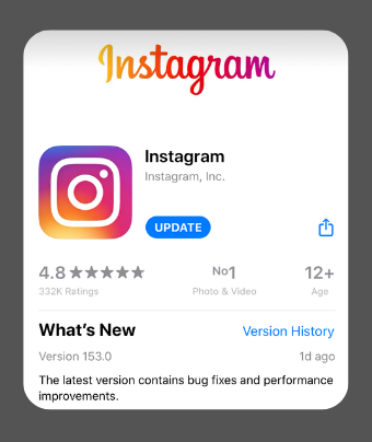 Instagram Update on iOS.