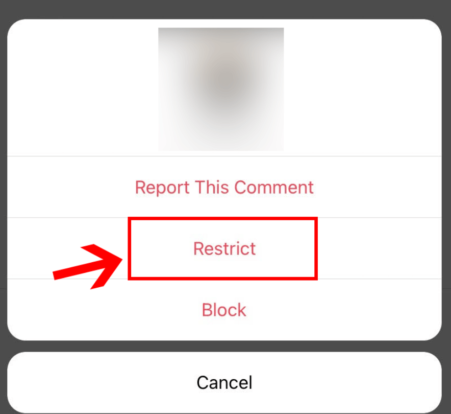 Restrict via Comments on instagram